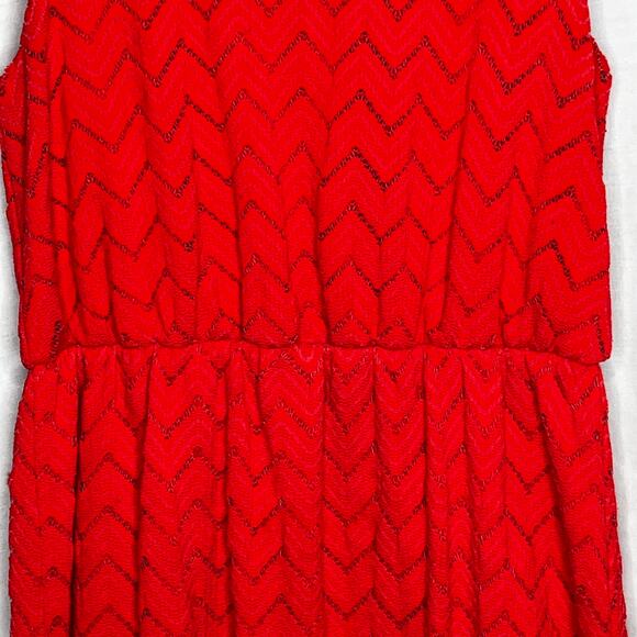 Bee Stitched Red Lined Chevron Women's Dress M - Picture 3 of 5